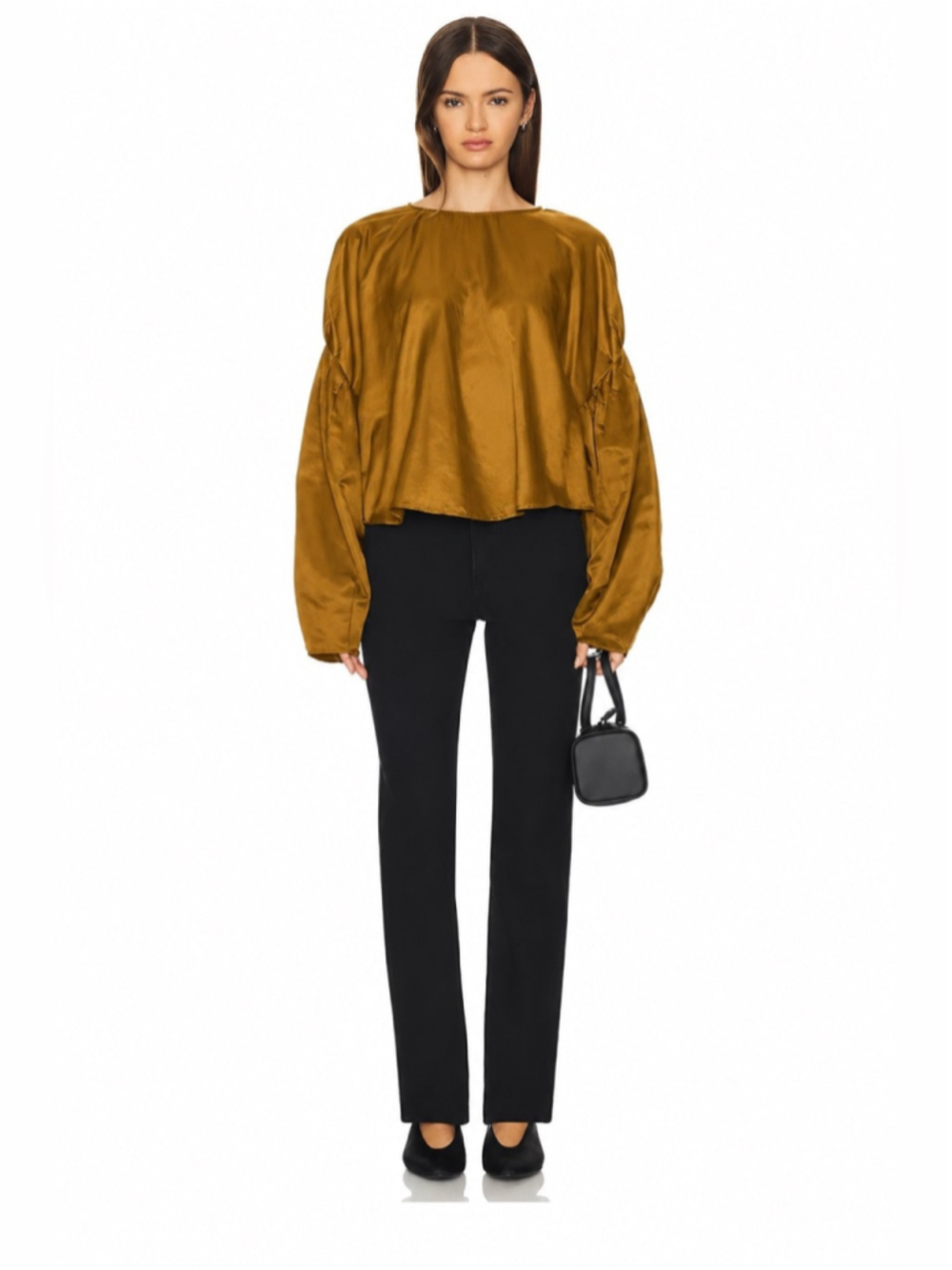 Citizens of Humanity Anika Top Golden Cotton Silk blend Puff Sleeve Blouse S